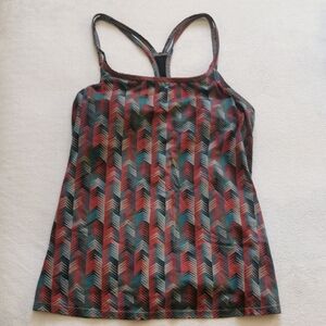 Fabletics Strappy Tank Top in Teal & Rust Chevron Pattern